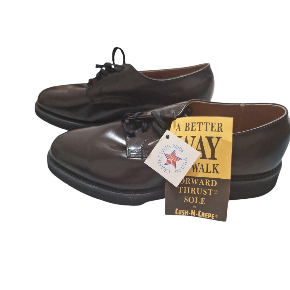 New Vtg Brown Cush-N-Crepe Forward Thrust  Sole Mens Sz 7.5 3E Shoes Made In USA